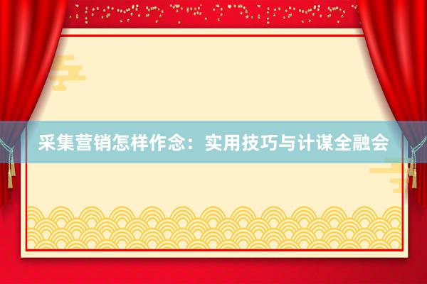 采集营销怎样作念：实用技巧与计谋全融会