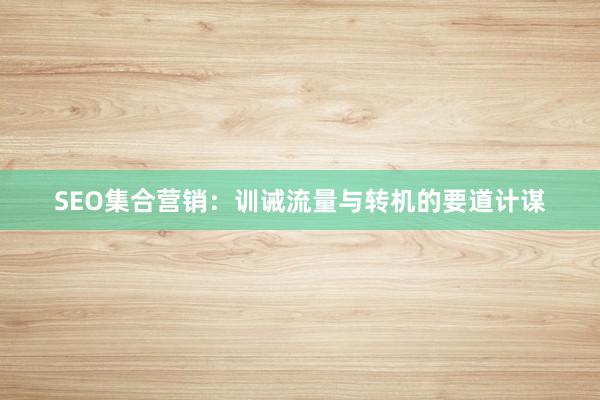 SEO集合营销：训诫流量与转机的要道计谋